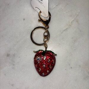Strawberry Keychain bag charm with Red and Green Accents